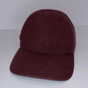 (SOLD) Storied Hats Wool Baseball Cap – Burgundy Tweed – Adjustable Strap Unisex